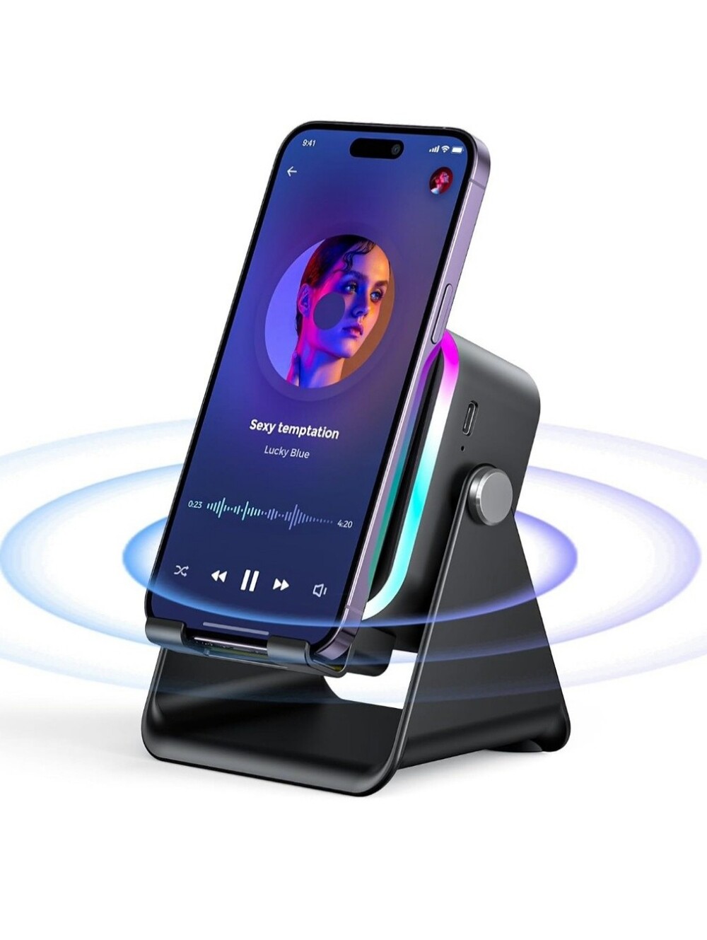 5-in-1 Wireless Induction & Bluetooth Speaker with Phone Stand & Power Bank